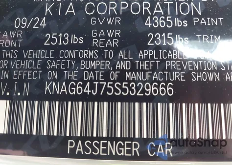 2025 Kia K5 Gt-Line from USA, damaged, VIN KNAG64J75S5329666